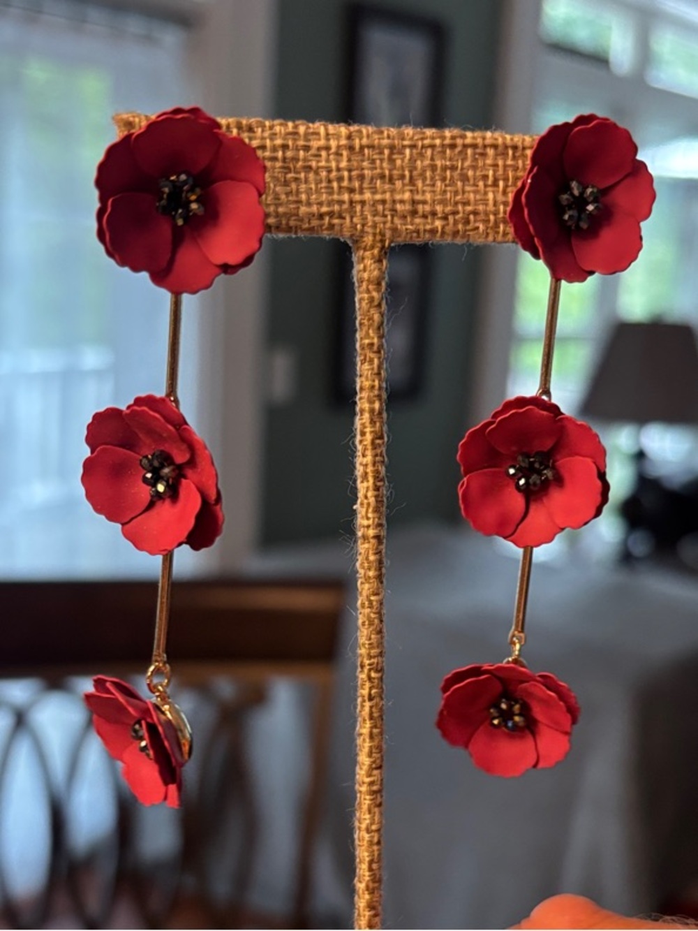 Park Lane Magenta Floral Drop Earrings - Statement Flower Dangles